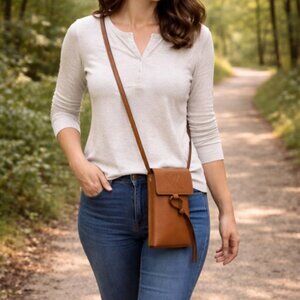 CLEARANCE NK Embossed Logo Phone Crossbody Bag